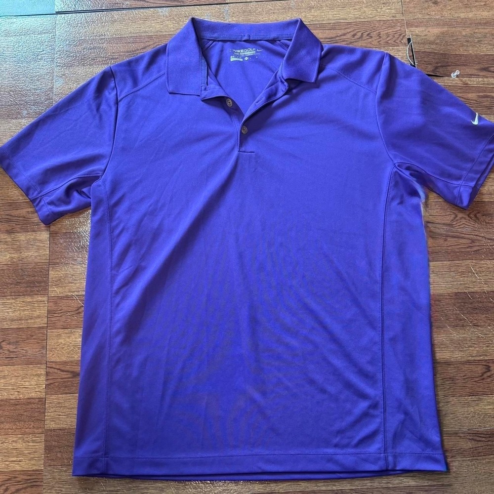 Nike Golf Tour Performance Purple Dri-Fit Retro Polo Button Shirt large